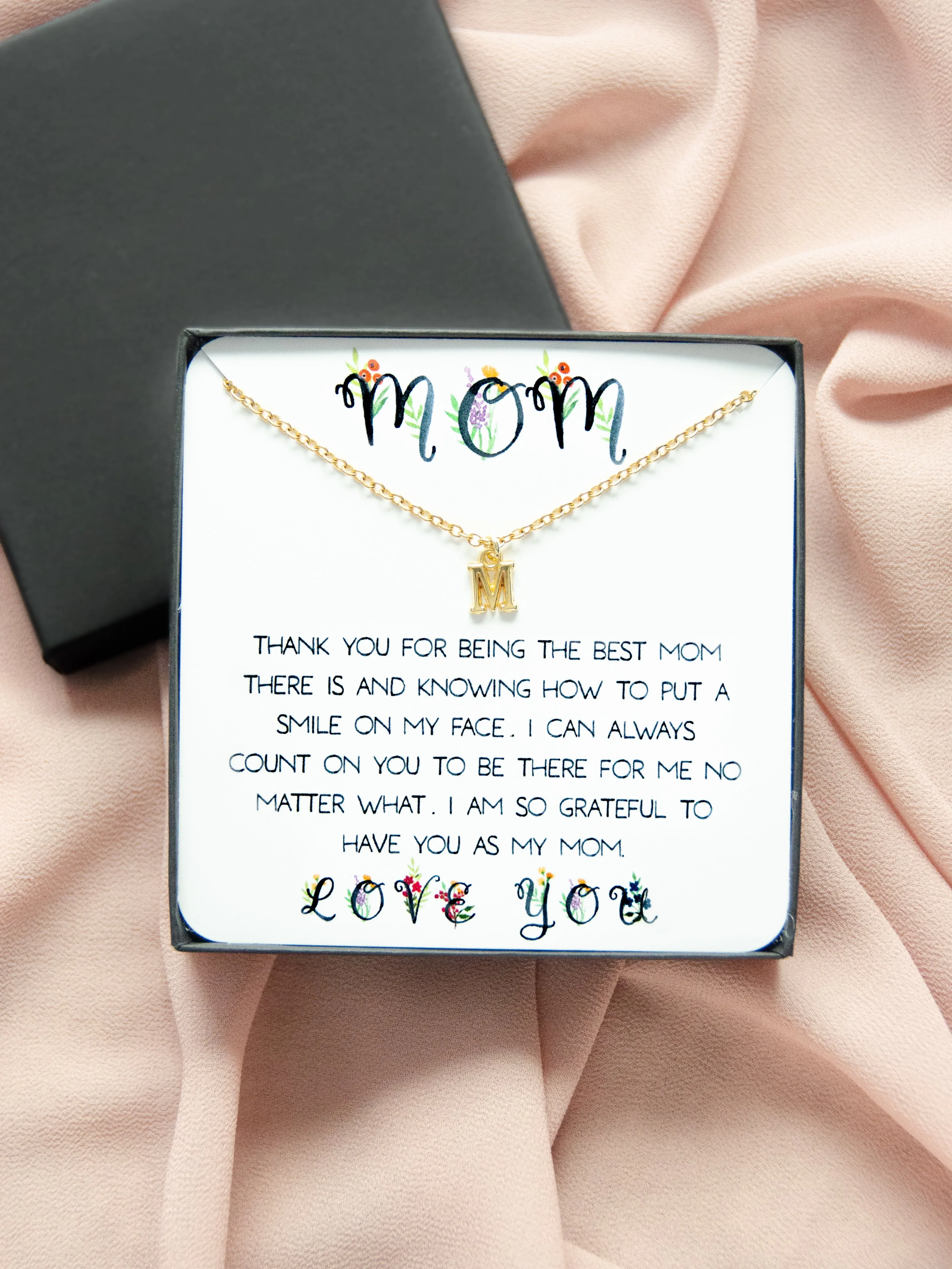 Custom Mom 14K Gold Initial Necklace Gift