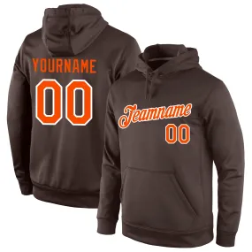 Custom Stitched Brown Orange-White Sports Pullover Sweatshirt Hoodie