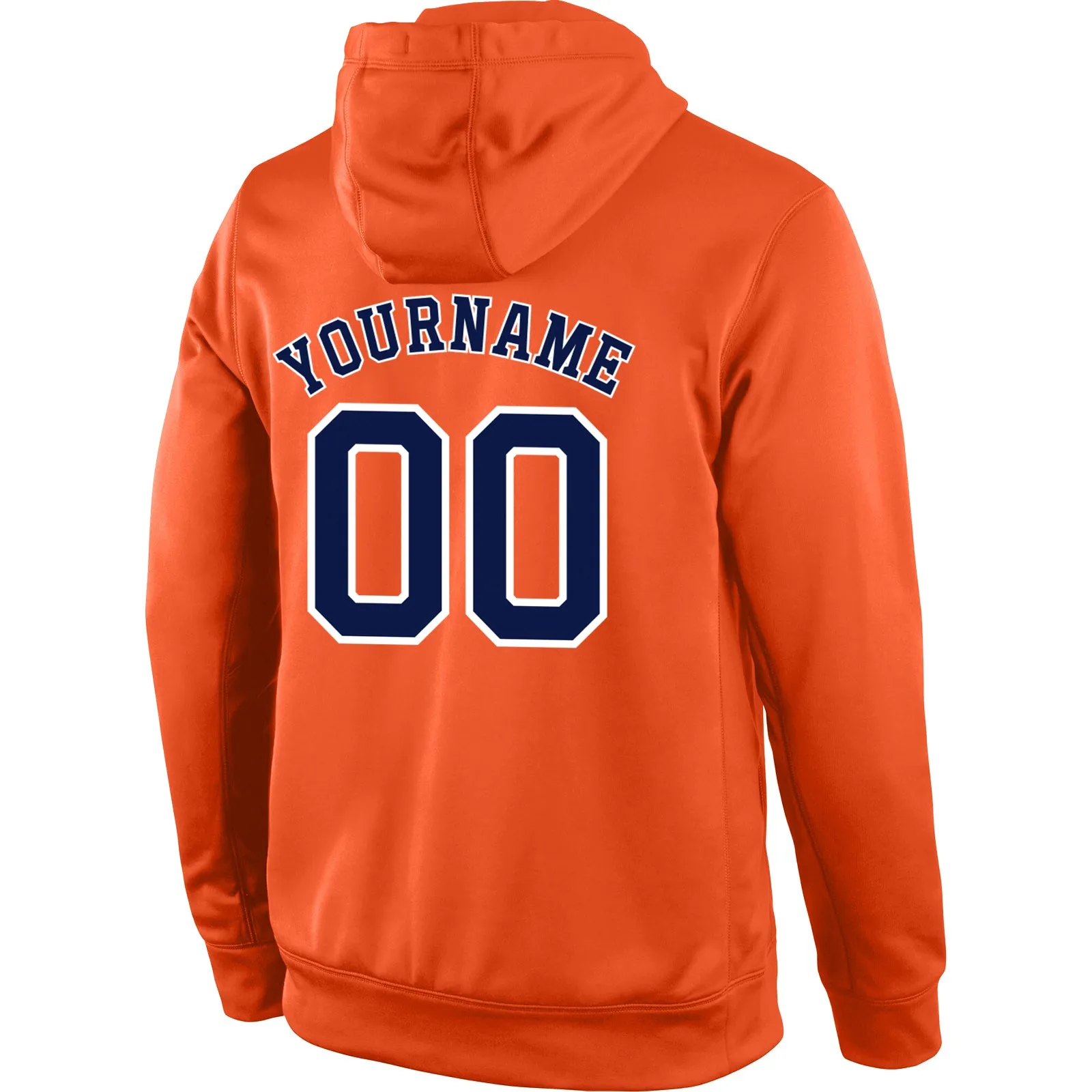 Custom Stitched Orange Navy-White Sports Pullover Sweatshirt Hoodie