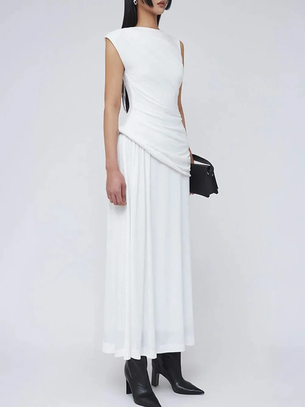 Dalynn Fold Sleeveless Midi Dress