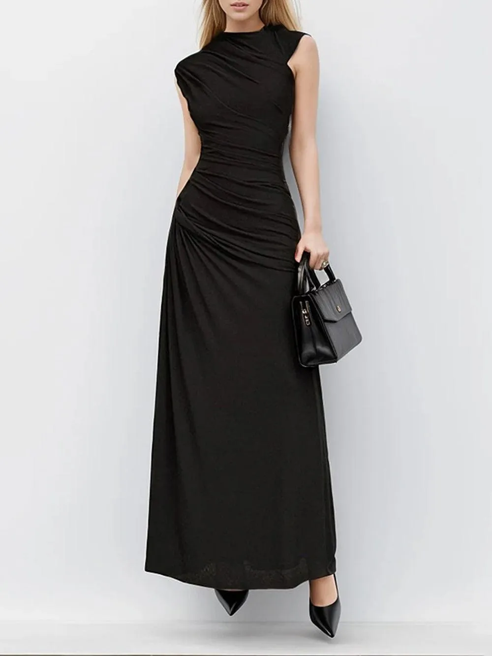 Dalynn Fold Sleeveless Midi Dress