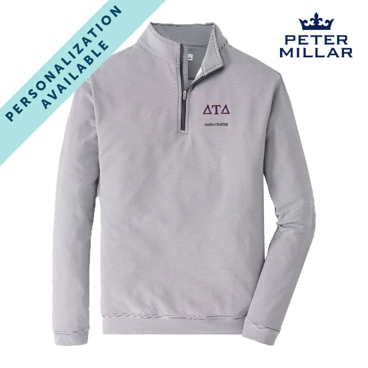 Delt Personalized Peter Millar Mini Stripe Stretch Quarter Zip