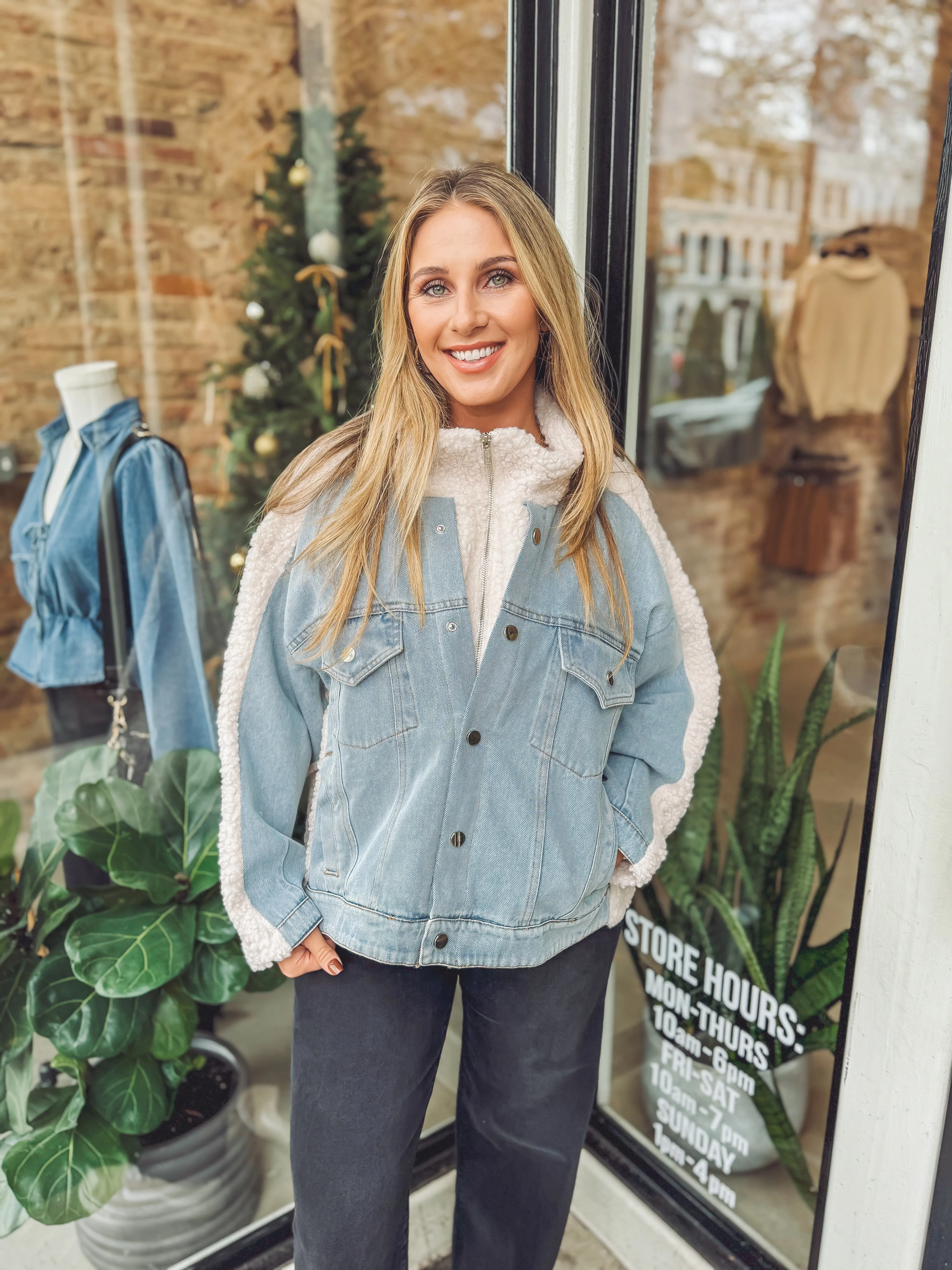 Denim and fleece jacket