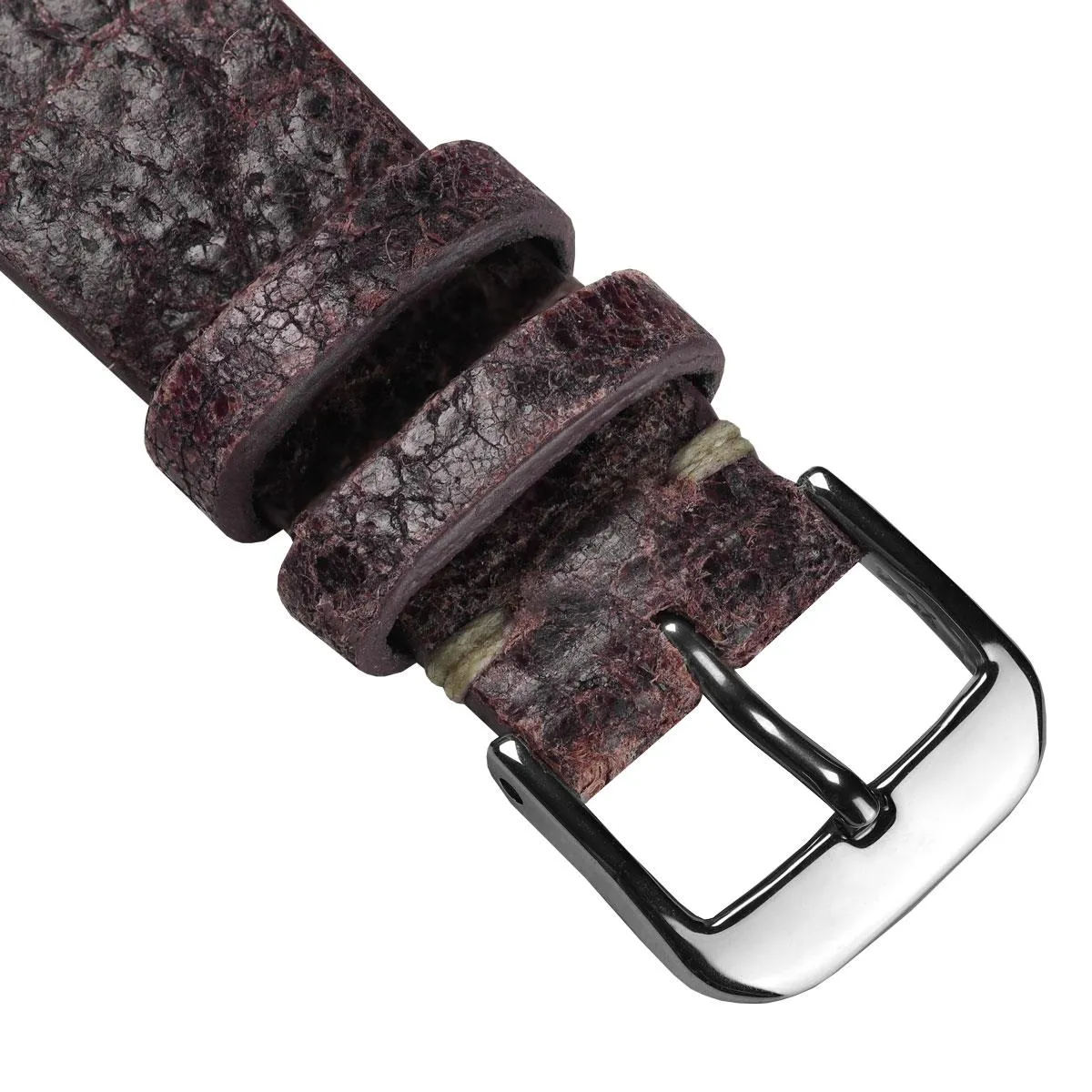 Dexter Cracked Finish Leather Watch Strap - Gloss Bordeaux