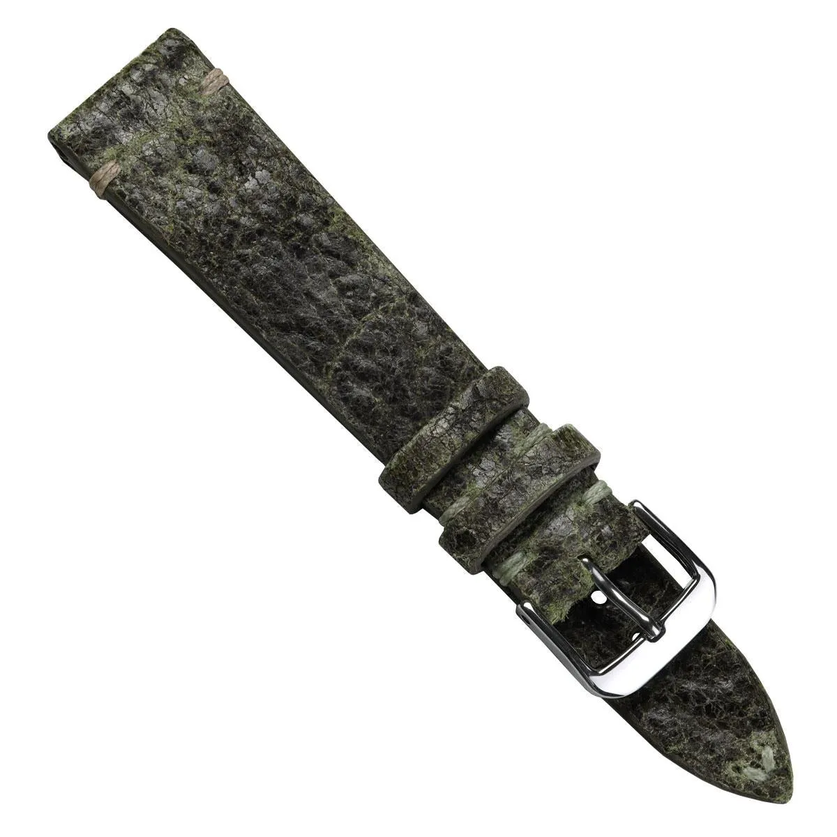 Dexter Cracked Finish Leather Watch Strap - Gloss Forest Green