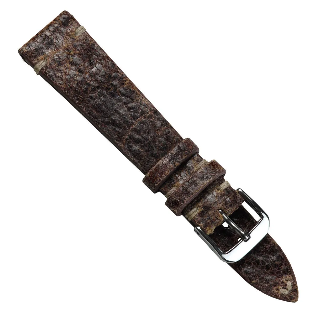 Dexter Cracked Finish Leather Watch Strap - Gloss Mahogany