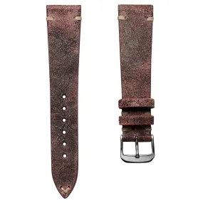 Dexter Cracked Finish Leather Watch Strap - Matte Bordeaux