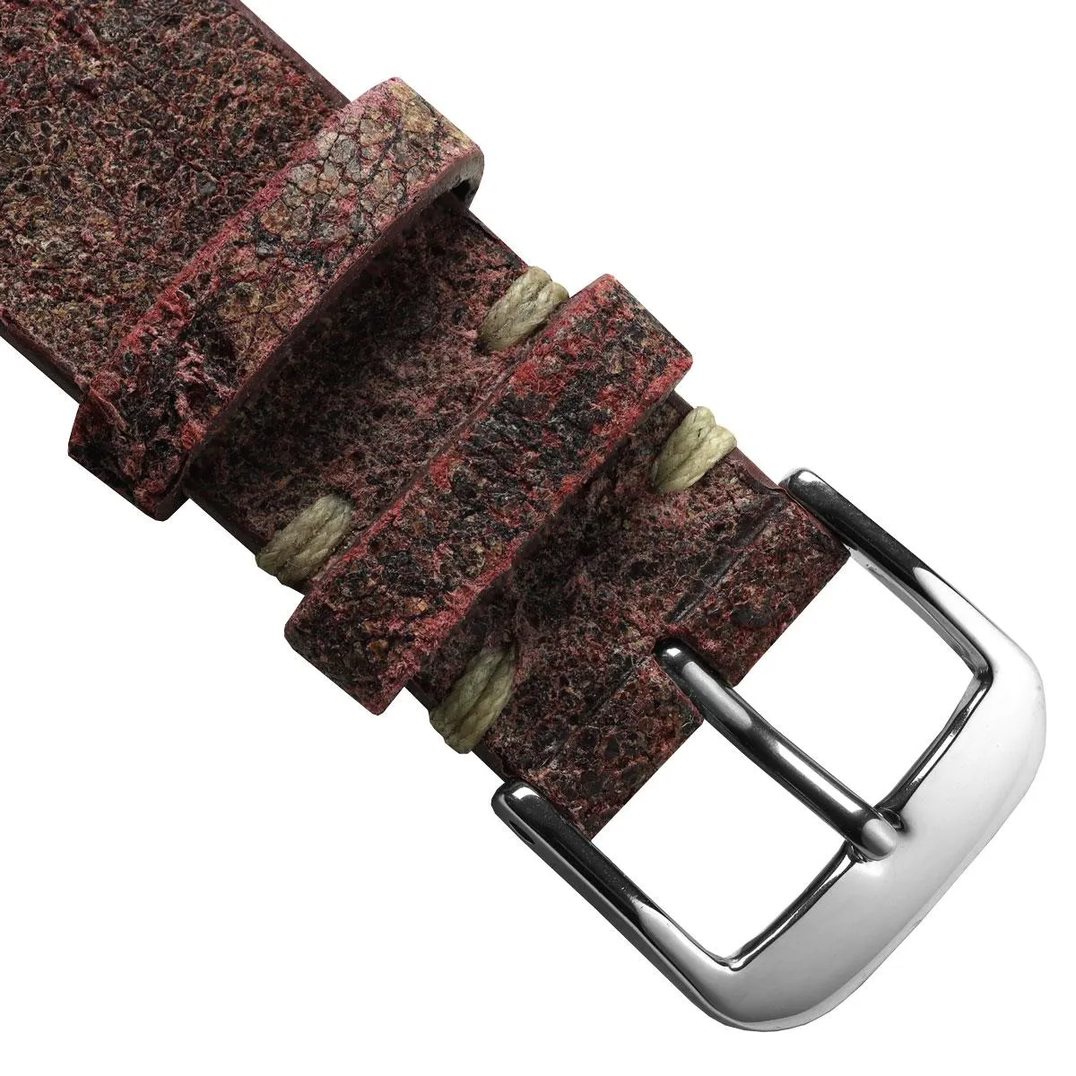 Dexter Cracked Finish Leather Watch Strap - Matte Bordeaux