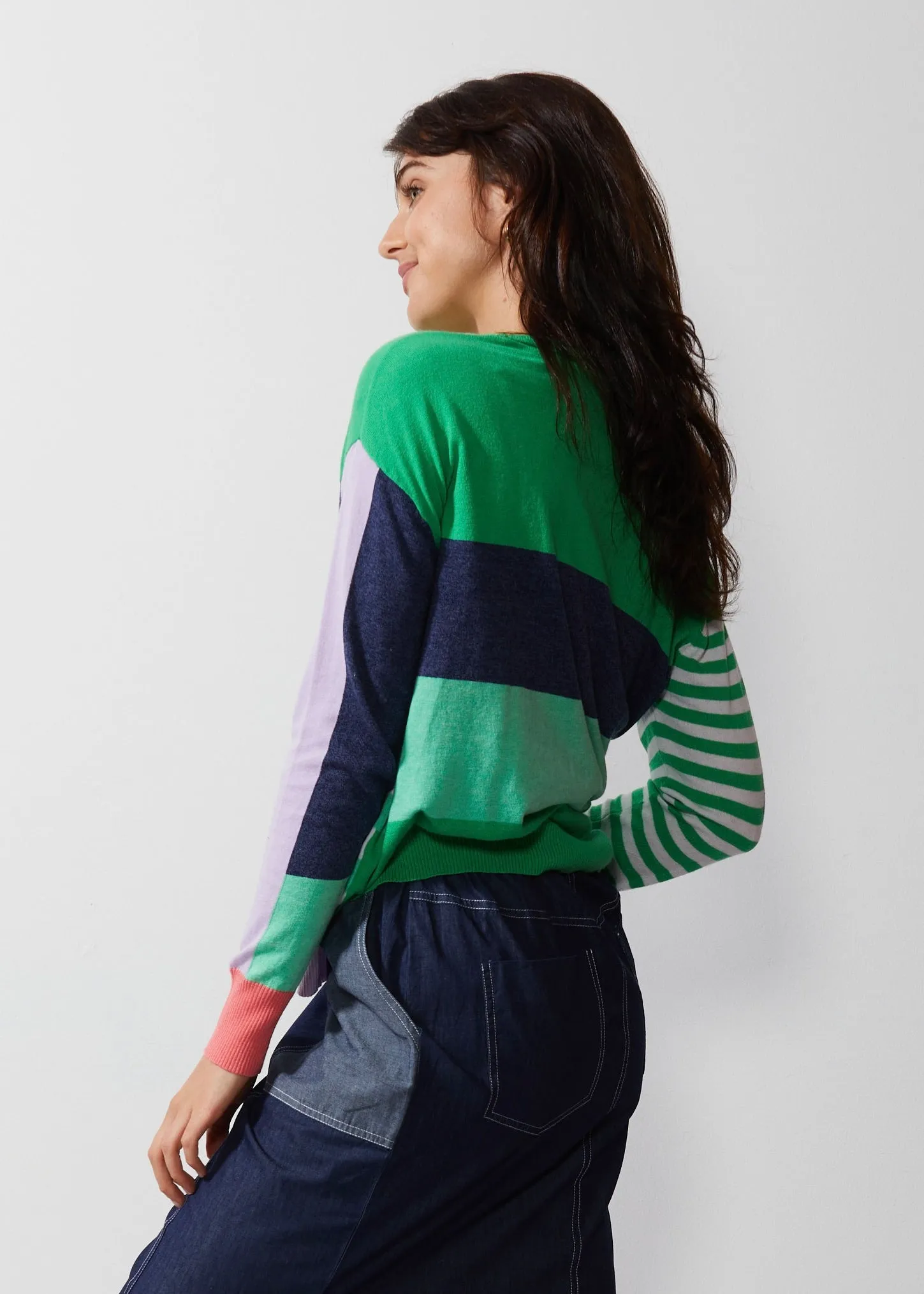 Diagonal Stripe Jumper ZP6615 in Frog by Zaket & Plover