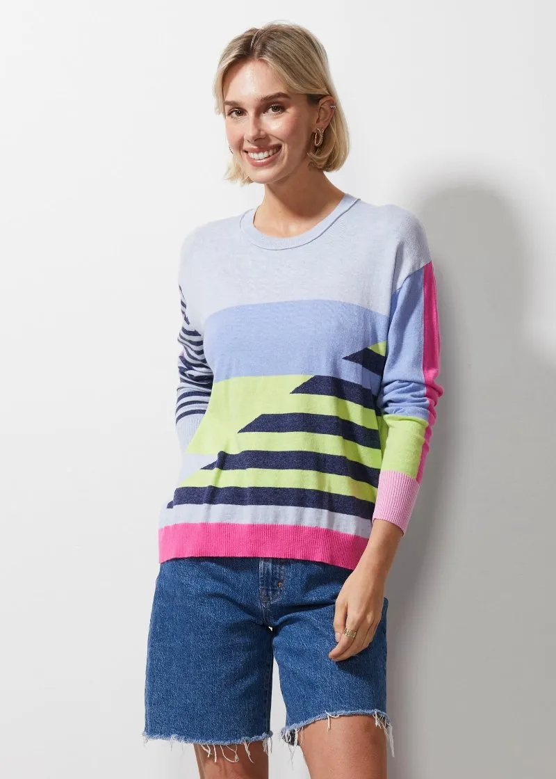 Diagonal Stripe Jumper ZP6615 in Sky by Zaket & Plover