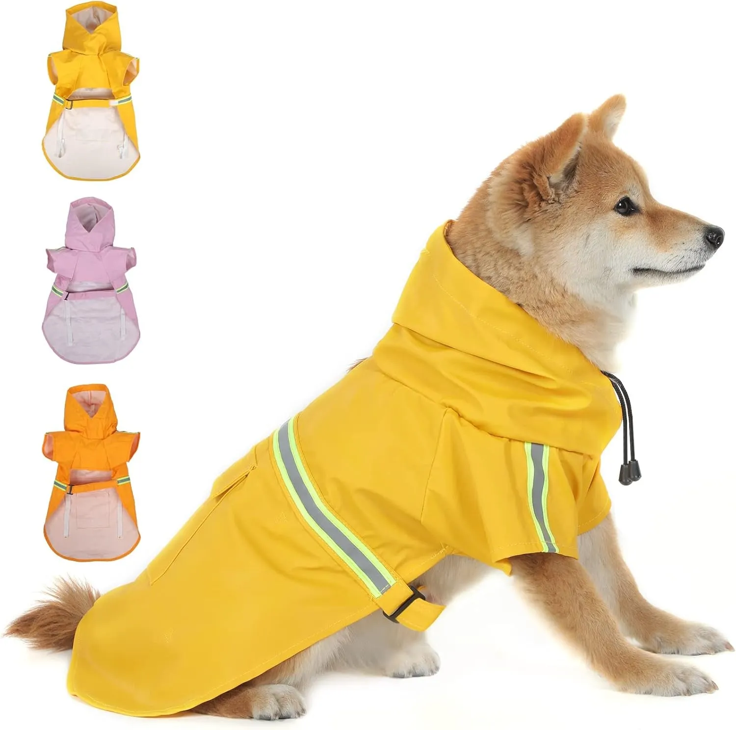 Dog Raincoat Hooded Small Medium and Large,Variety of Colors Available,Dog Rain Jacket Coat,Breathable Lightweight Waterproof Slicker,Reflective Strip Rain Poncho Adjustable Drawstring Dog Raincoats