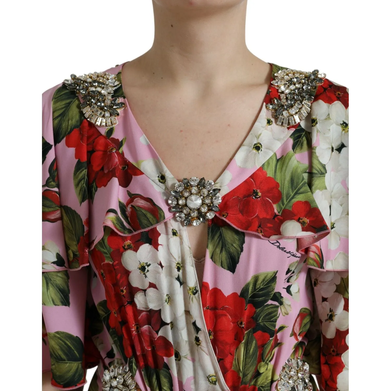 Dolce & Gabbana Elegant Crystal-Embellished Silk Dress