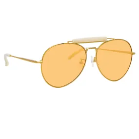 Dries Van Noten Ladies Aviator Orange Sunglasses DVN187C4SUN