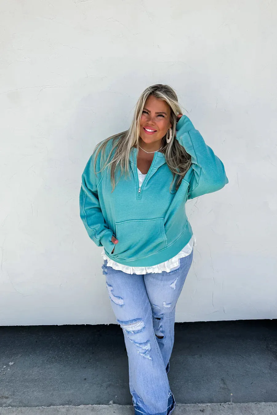 Easy Does It Pullover (Aqua)