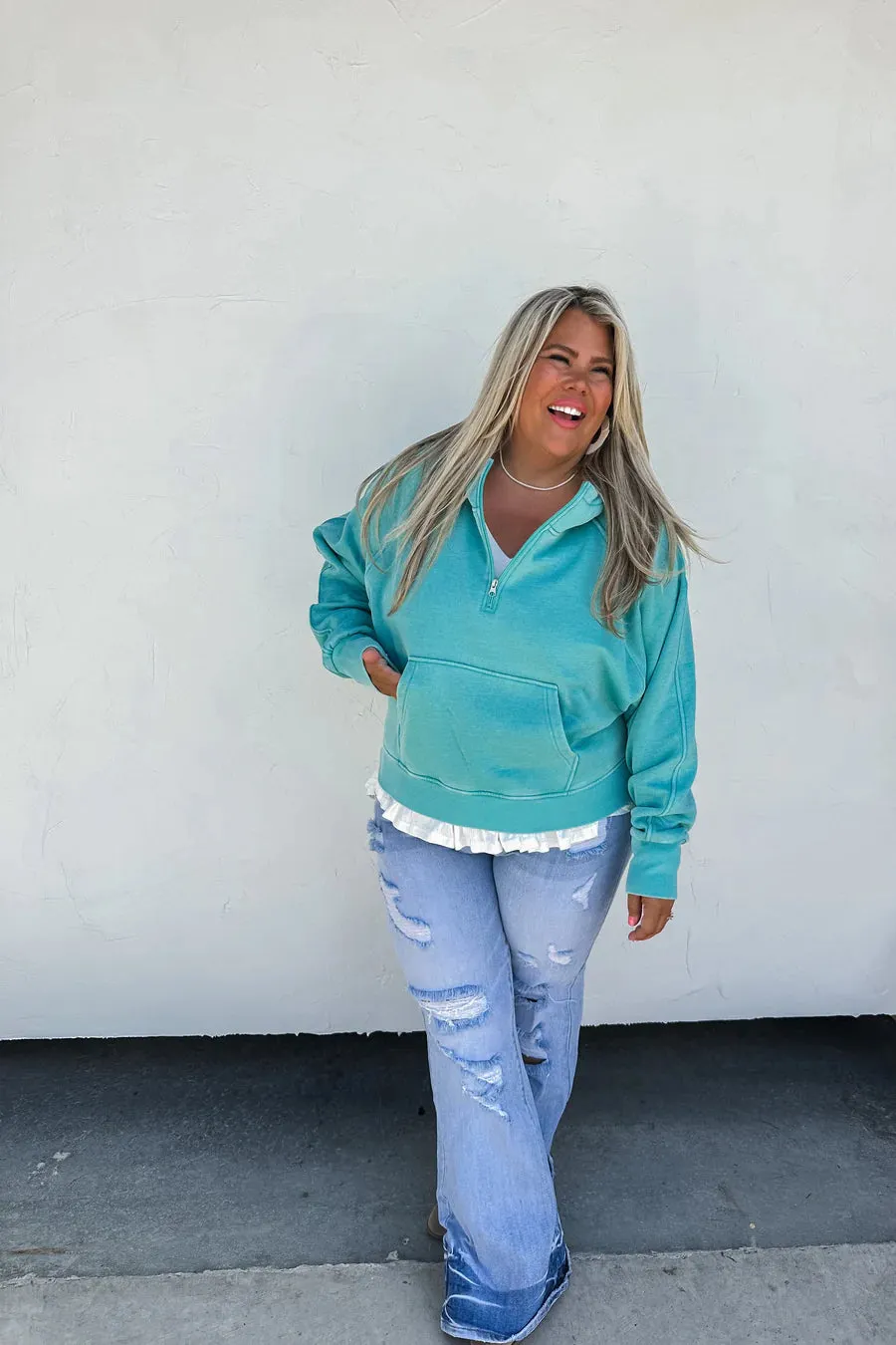 Easy Does It Pullover (Aqua)