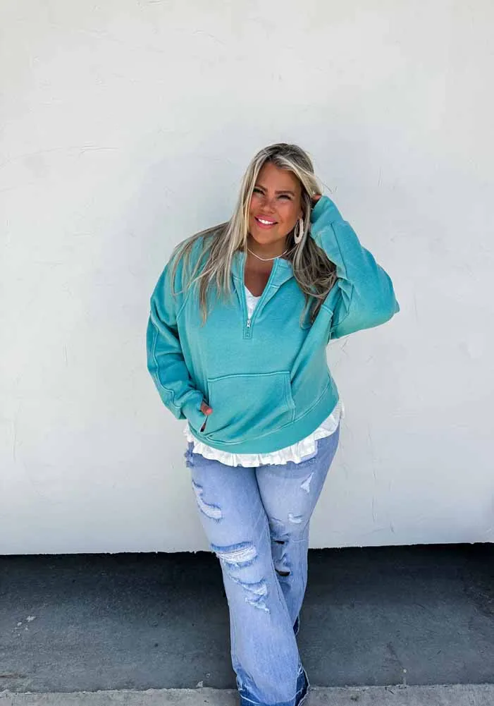 Easy Does It Pullover in Aqua by Blakeley