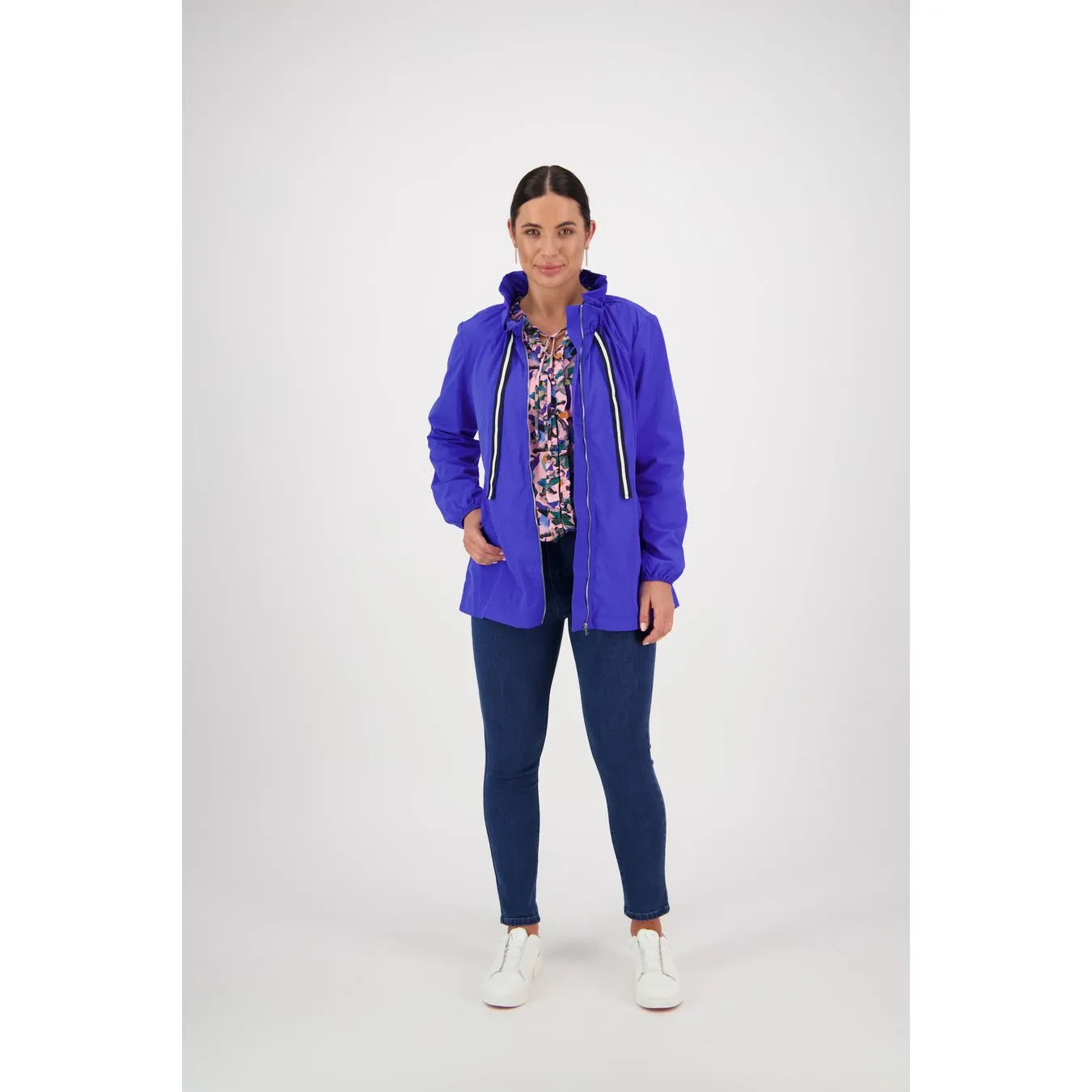 Elastic neckline jacket royal blue