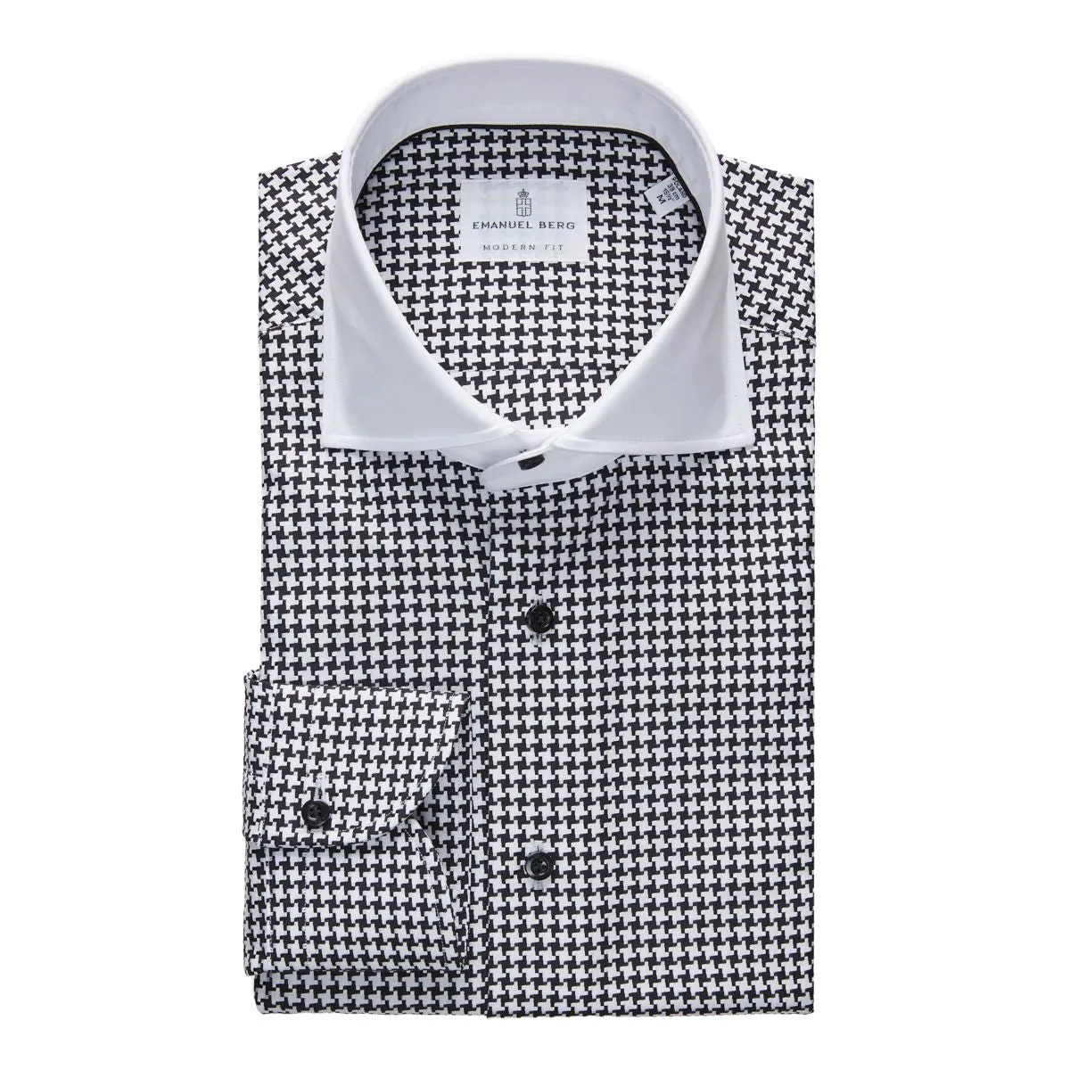 Emanuel Berg Black/White Houndstooth Formal Shirt