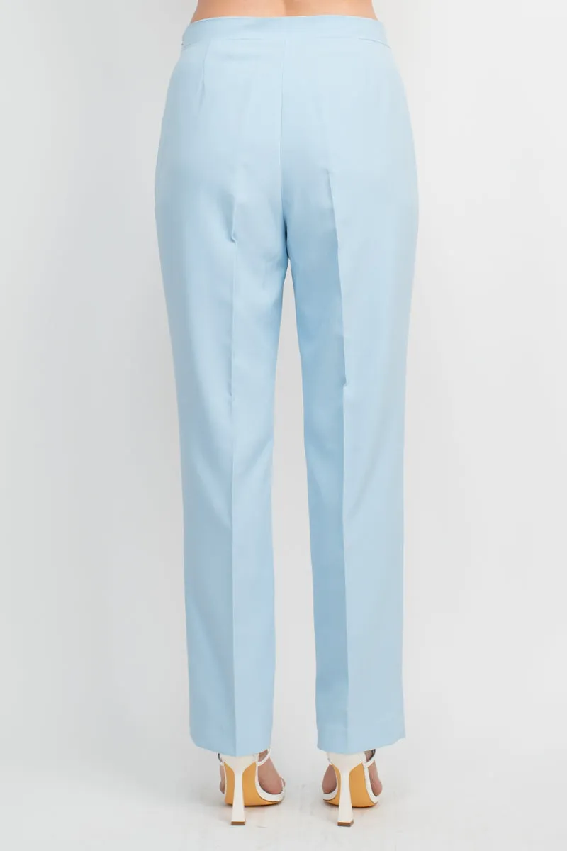 Emily Notched Collar 2 Button Closure Crepe Suit with Mid Waist Banded Zipper Closure Pant 2 Piece Set