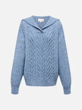 EP YAYING Navy Collar Knitted Sweater