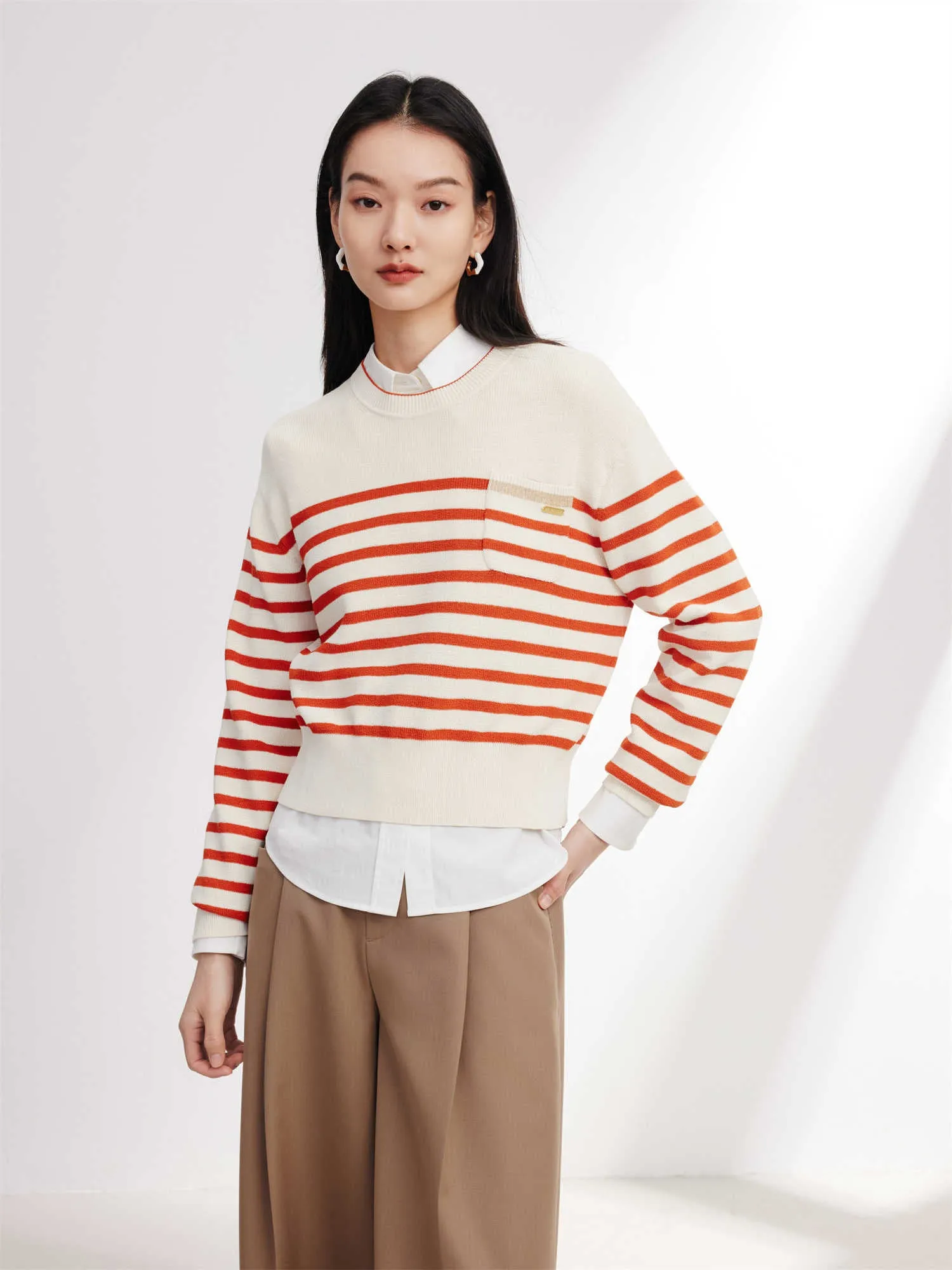 EP YAYING Vintage Striped Knit Sweater