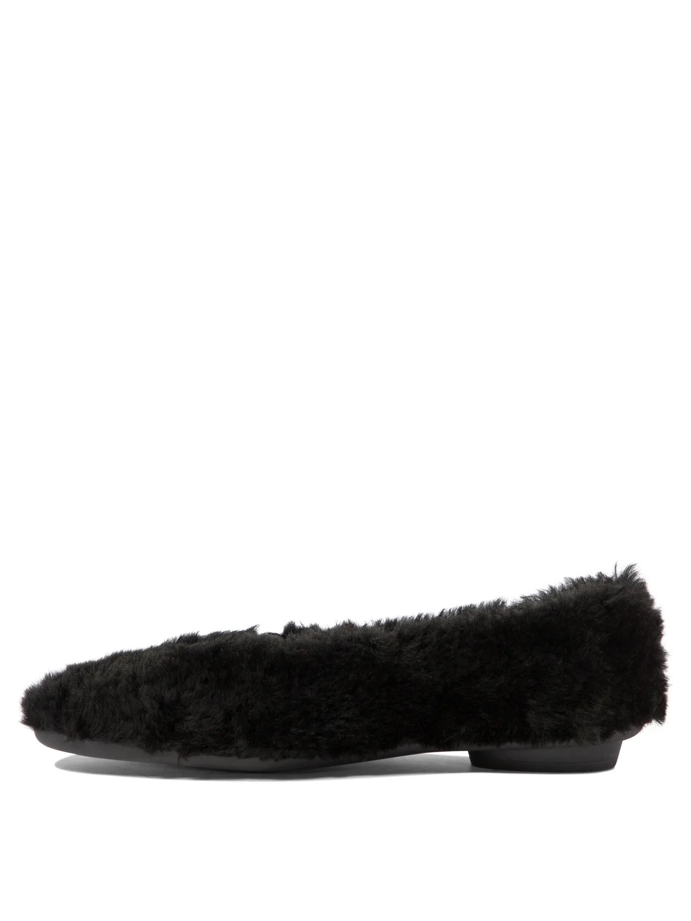 Ferragamo Chic Shearling Ballet Flats with Leather Accents