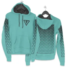 First Earth - Asanoha Pullover Hoodie - Aqua