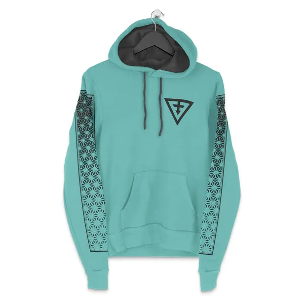 First Earth - Asanoha Pullover Hoodie - Aqua