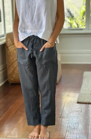 Frockk Darcy Linen Pant in Charcoal