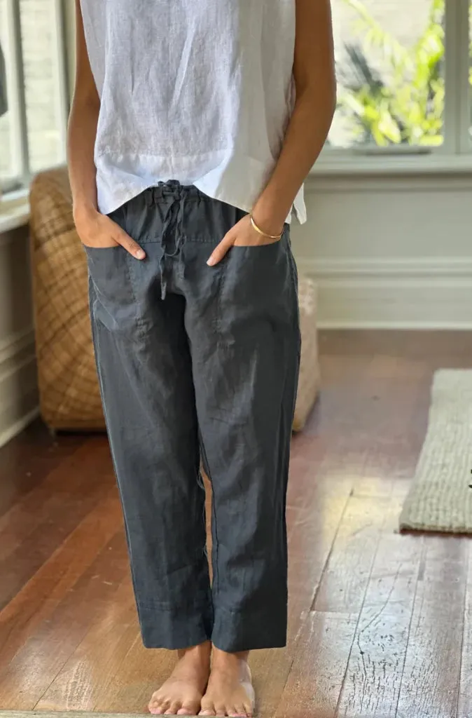 Frockk Darcy Linen Pant in Charcoal