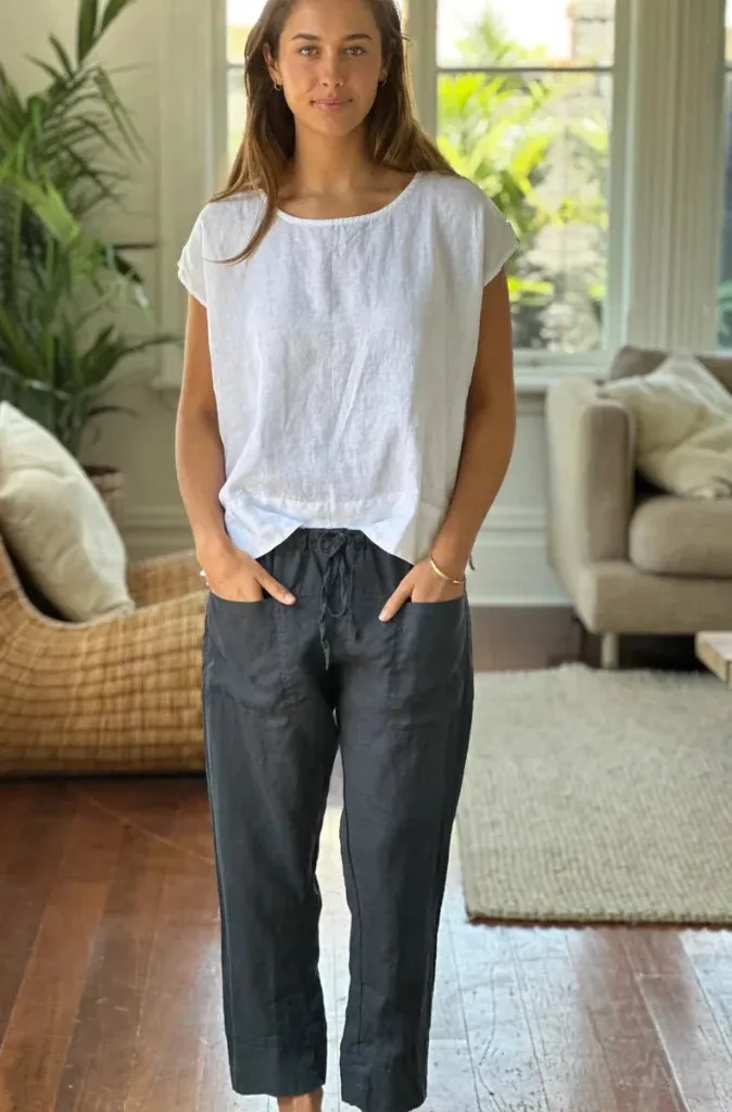 Frockk Darcy Linen Pant in Charcoal