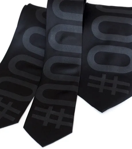 Hexadecimal Code Silk Necktie. Black Tie #000000.