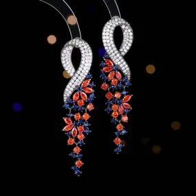 High-end fashion banquet dress matching drop earrings