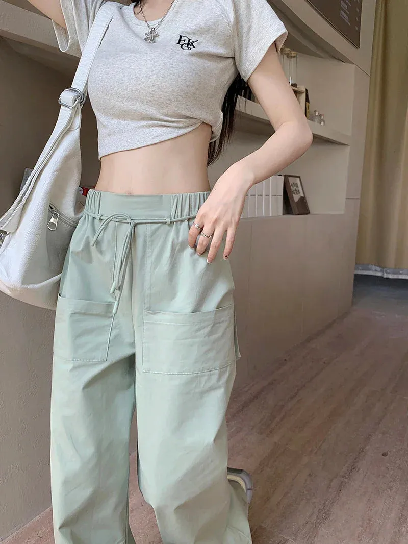 Hip Hop Baggy High Waist Street Big American Drawstring Casual Pocket Y2k Pants