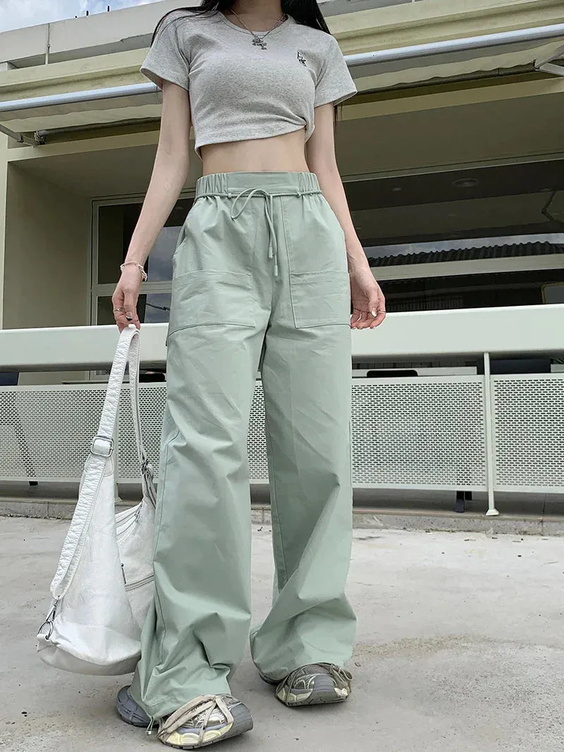 Hip Hop Baggy High Waist Street Big American Drawstring Casual Pocket Y2k Pants