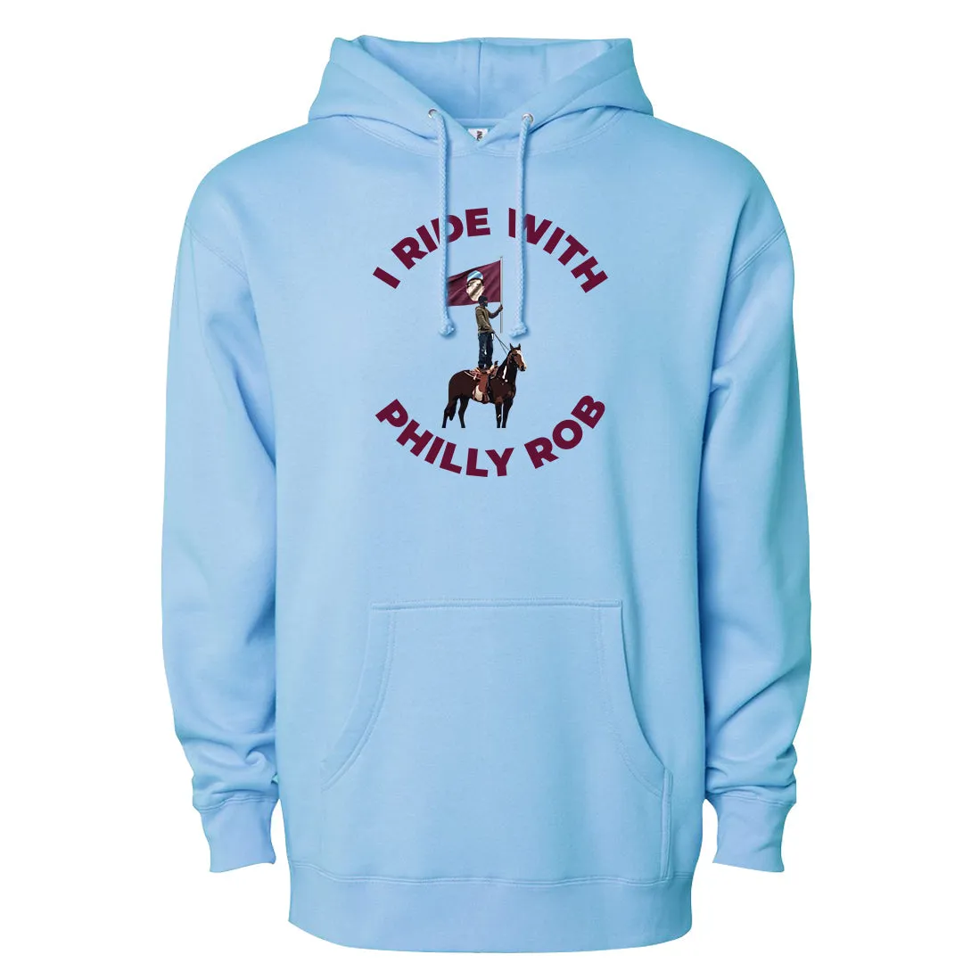 I Ride With Philly Rob Powder Blue Hoodie | Philadelphia Baseball