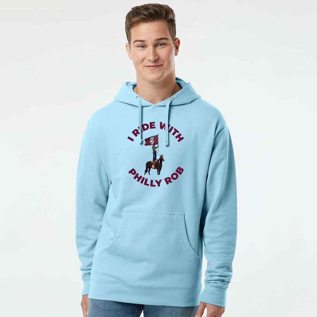 I Ride With Philly Rob Powder Blue Hoodie | Philadelphia Baseball