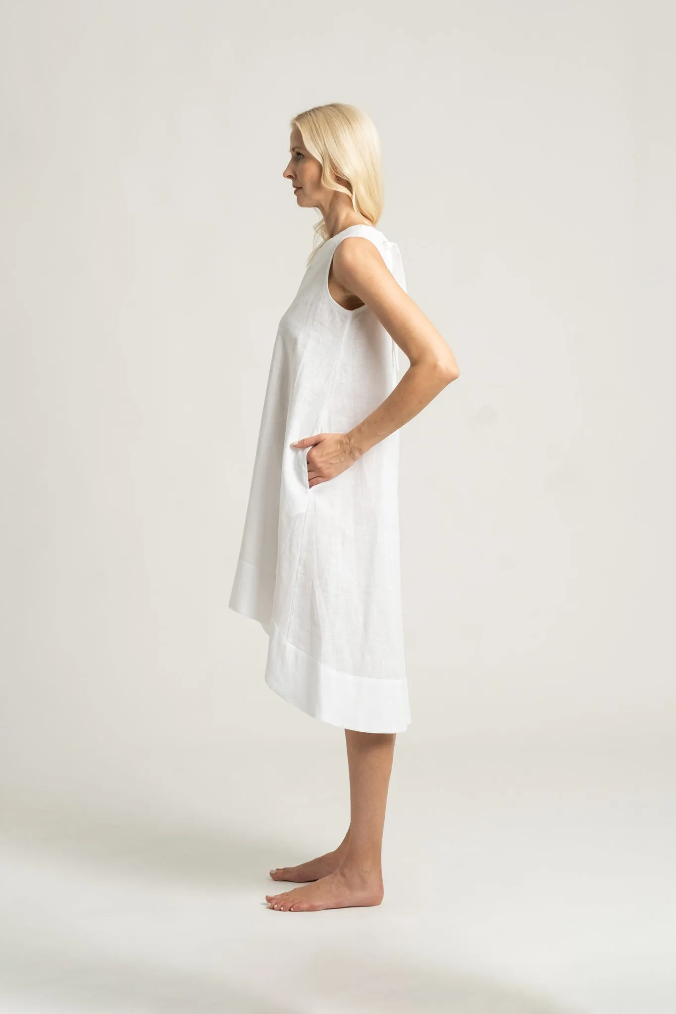 Illya Linen Midi Dress White