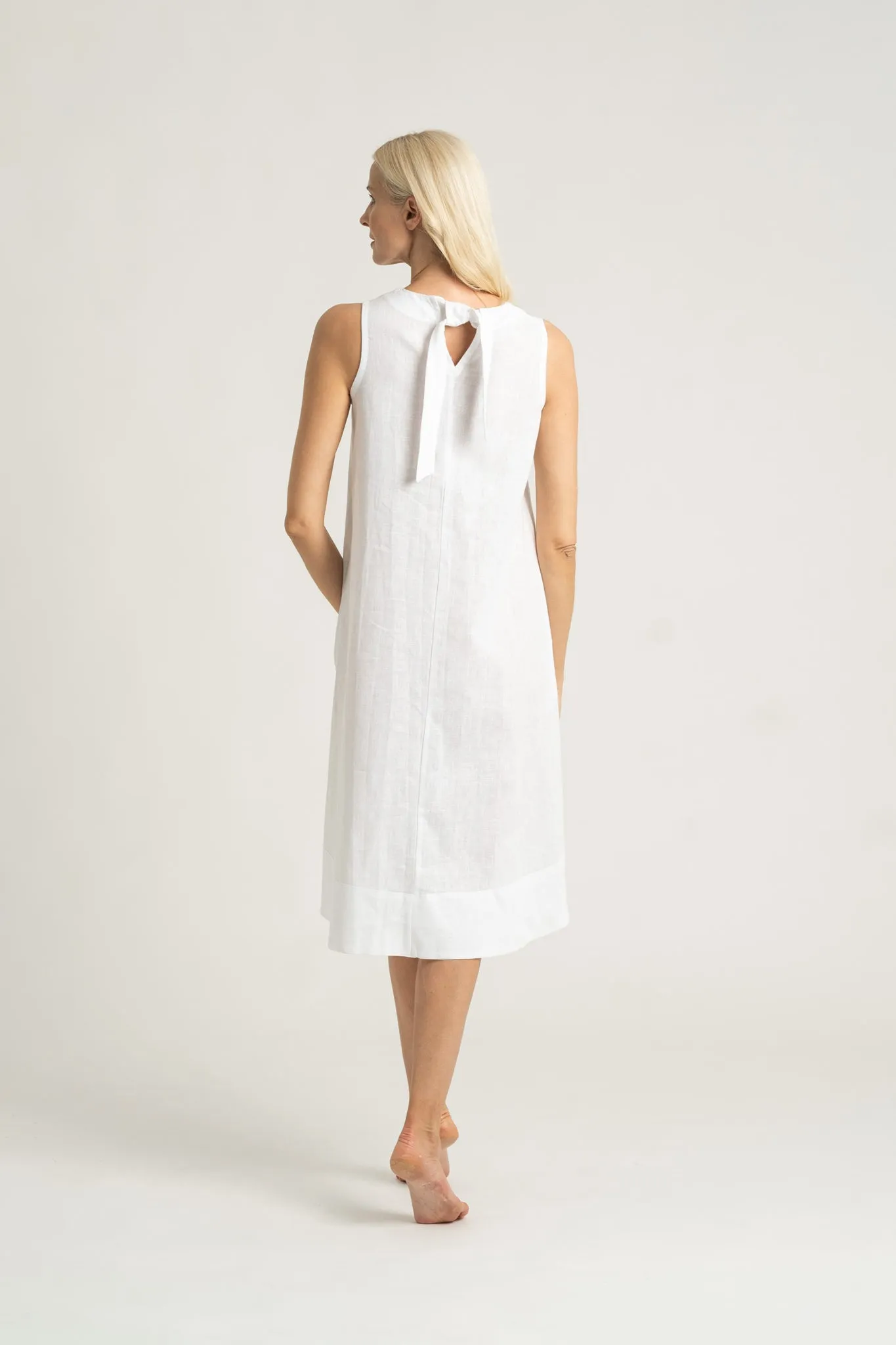 Illya Linen Midi Dress White