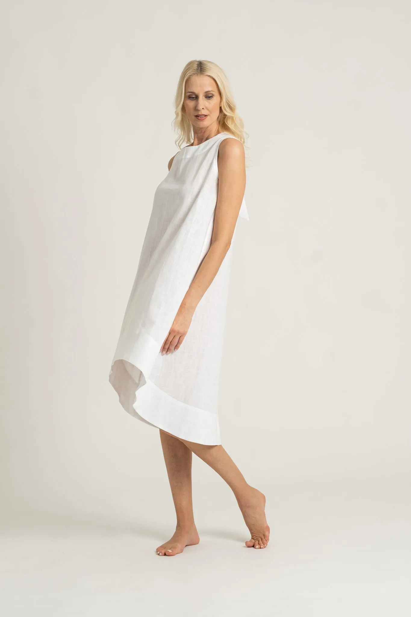 Illya Linen Midi Dress White