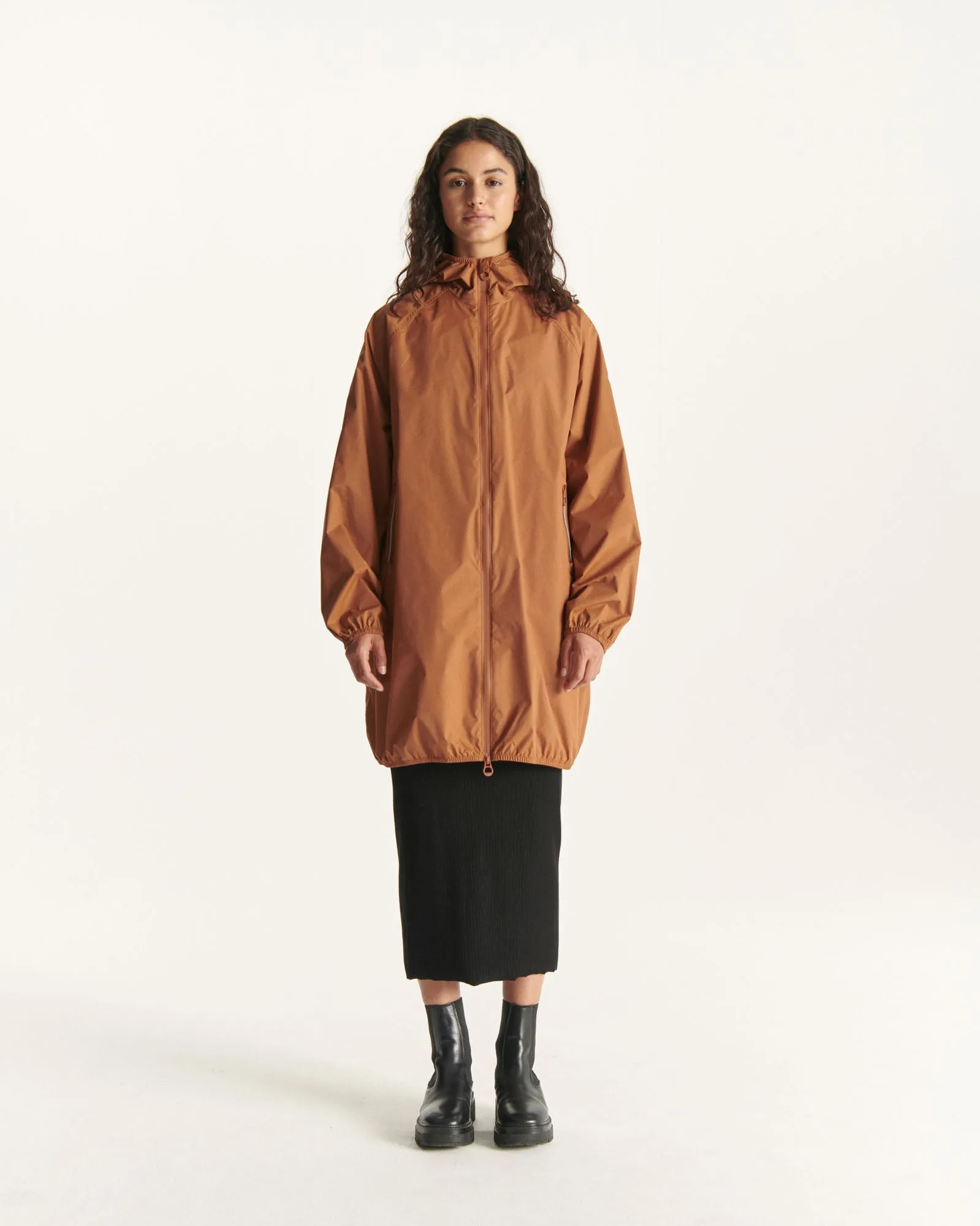 Imperméable long à capuche paquetable Caramel Copenhagen