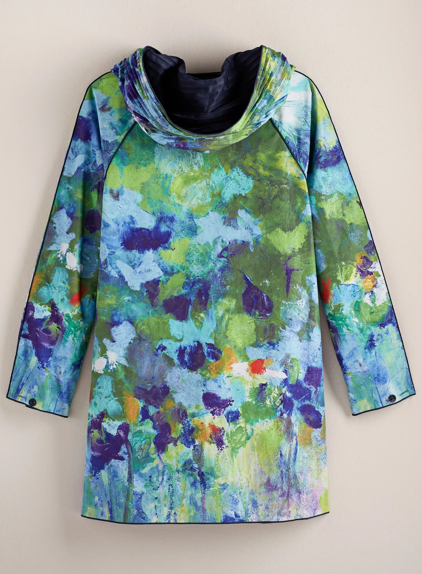 Impressionist Garden Reversible Pleated Raincoat