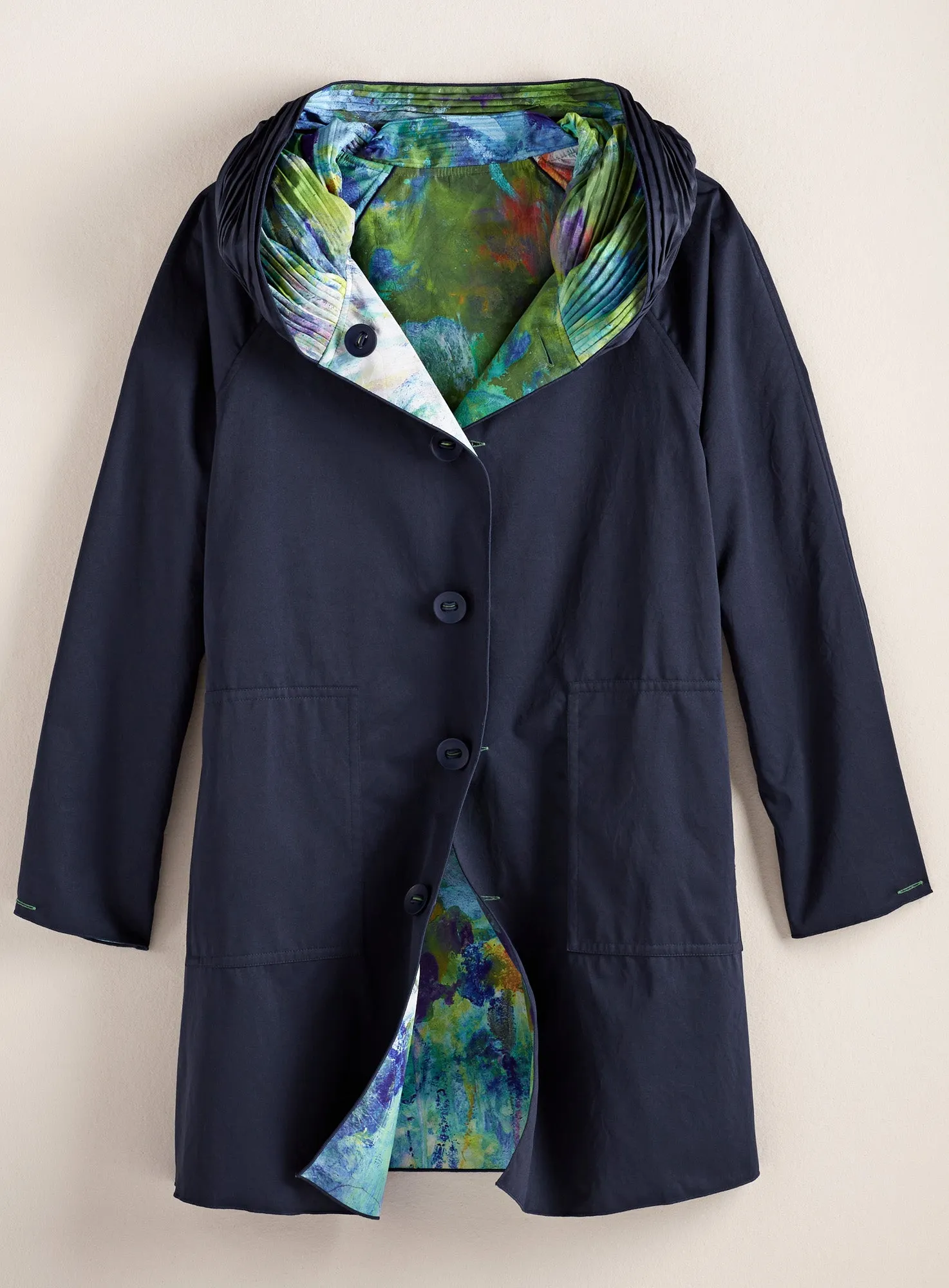 Impressionist Garden Reversible Pleated Raincoat