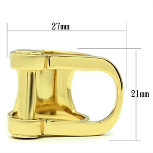 IP Gold(Ion Plating) Brass Ring with No Stone for Women Style GL280