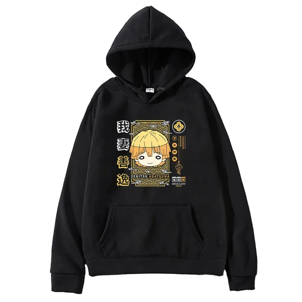 Japan Anime Demon Slayer Agatsuma Zenitsu Print Pullover Men Women Sweatshirts Comfortable Streetwear Harajuku Pullover