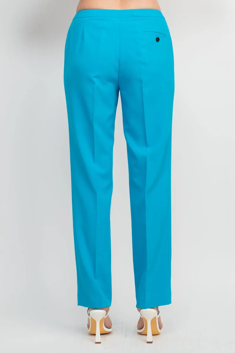 John Meyer Collection Notched Collar 1 Button Closure Crepe Jacket with Banded Mid Waist Zipper Hook & Bar Closure Pant