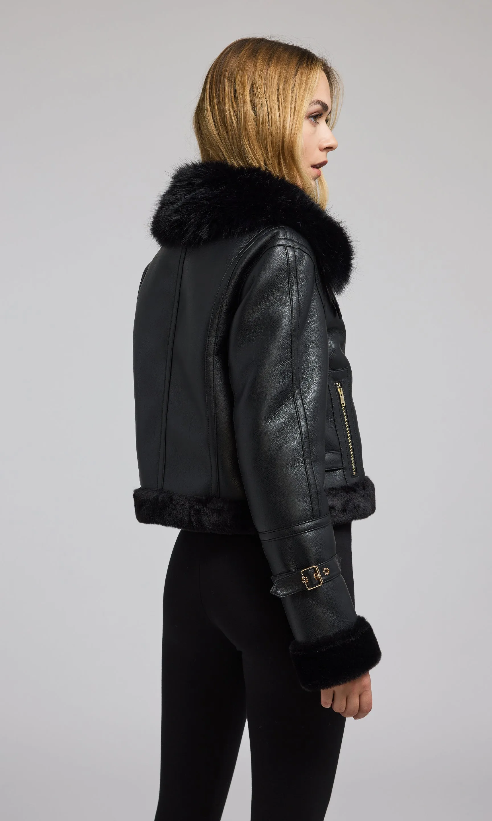 Jude Vegan Fur Shearling Combo Jacket