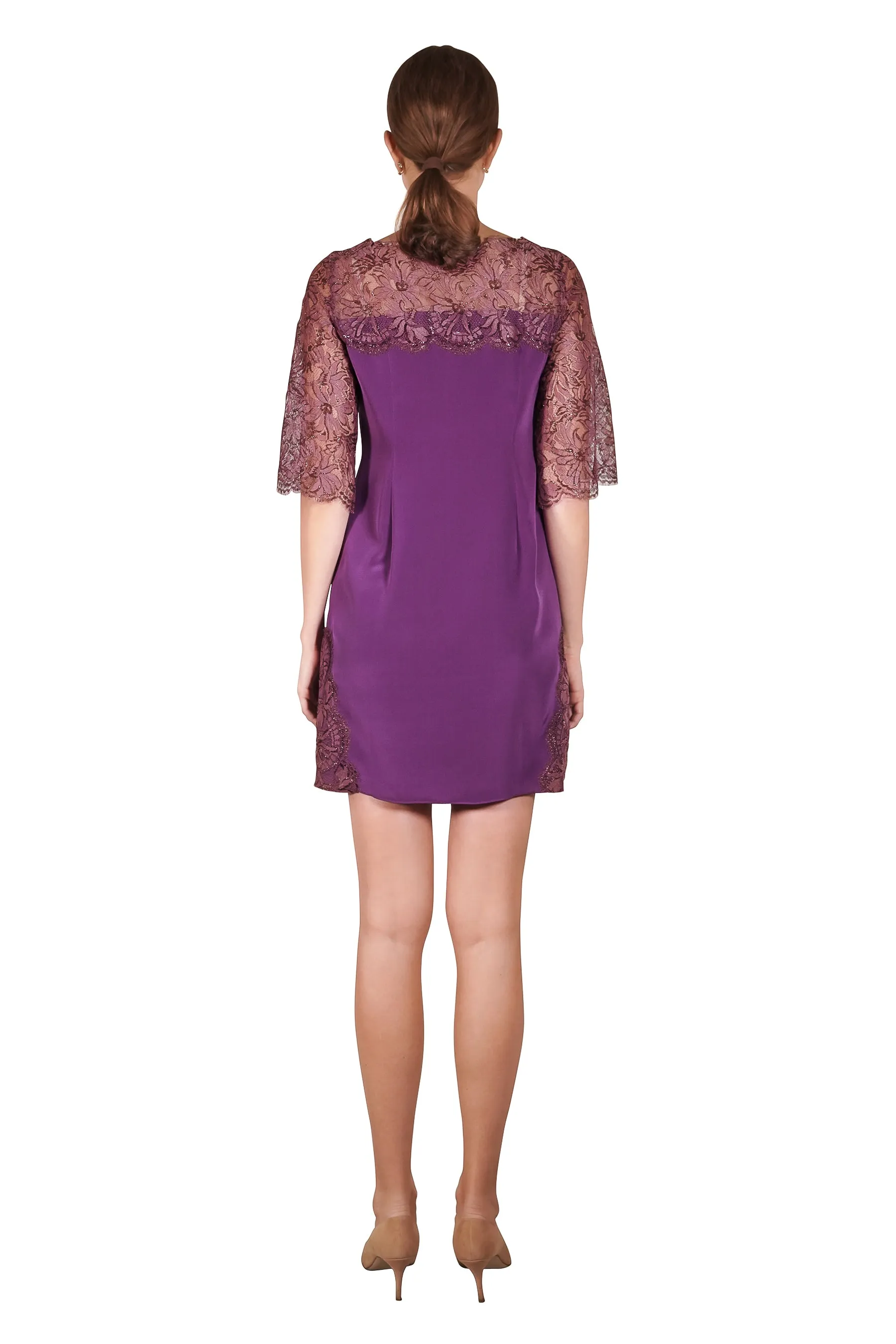 Karlie Lace Silk Crepe Dress