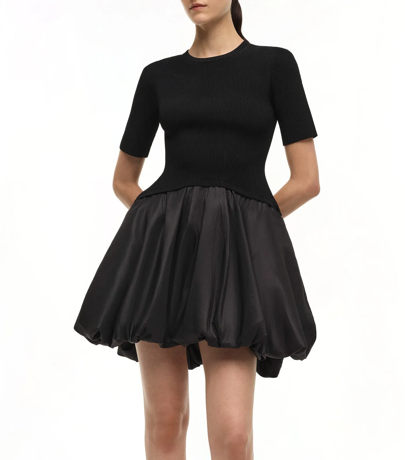 Kenny Short Sleeve Bubble Mini Dress Black