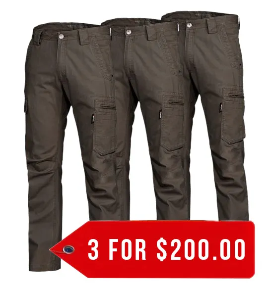 King Gee Tradies Canvas Cargo Work Pants (K13280-1)-3 Packs